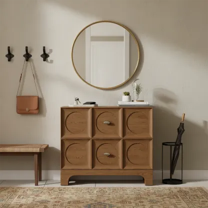 Modern Wooden Bedside Table with Stylish Drawers Image - 2