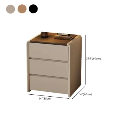 Versatile Modern Faux Leather Wooden Nightstand Image - 20