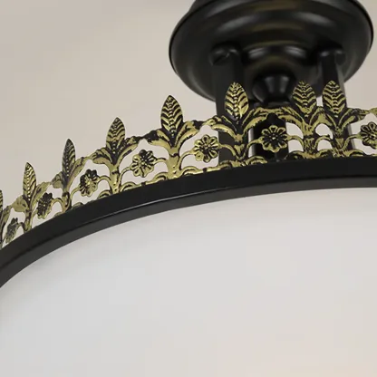 Traditional Black Round Frosted Glass Chandelier Image - 5