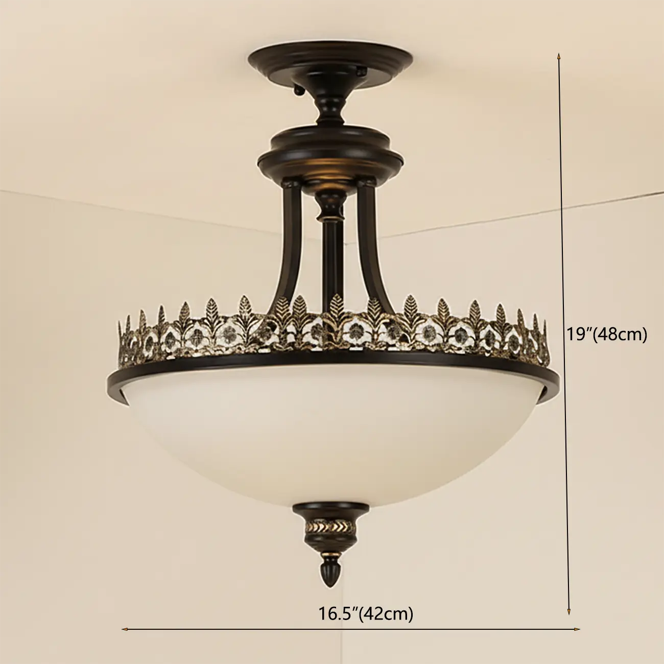 Traditional Black Round Frosted Glass Chandelier #size | homeyfad