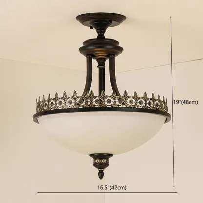 Traditional Black Round Frosted Glass Chandelier #size