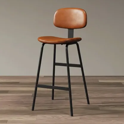 Saddle Faux Leather Counter Stools with Backs Image - 5