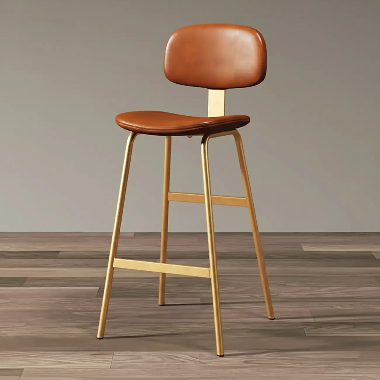 Saddle Faux Leather Counter Stools with Backs Image - 4