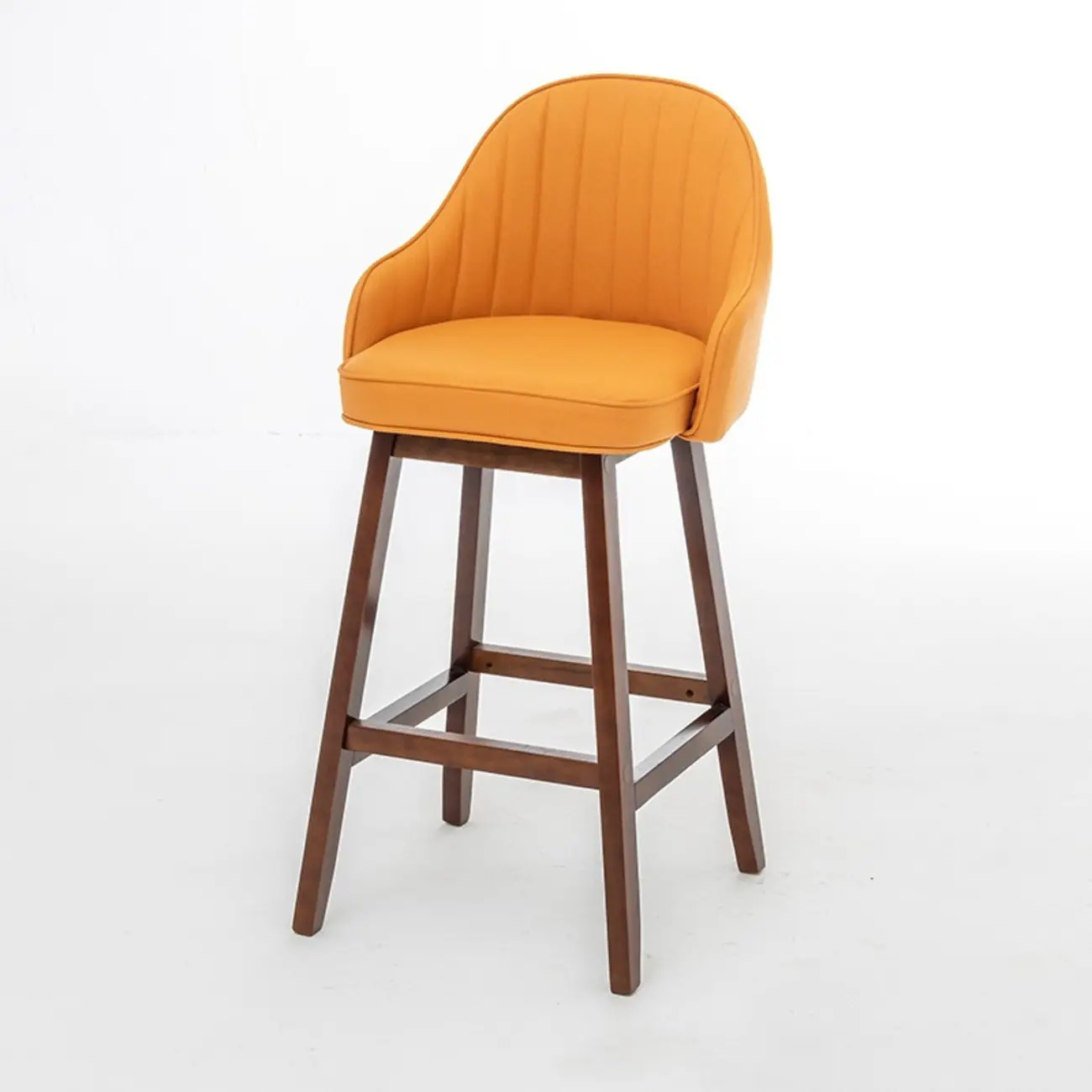 Scandi-Modern Upholstered Tufted Back Bar Stools Wood Legs Image - 6 | homeyfad