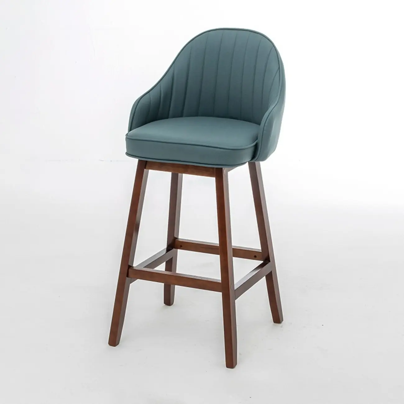 Scandi-Modern Upholstered Tufted Back Bar Stools Wood Legs Image - 18 | homeyfad
