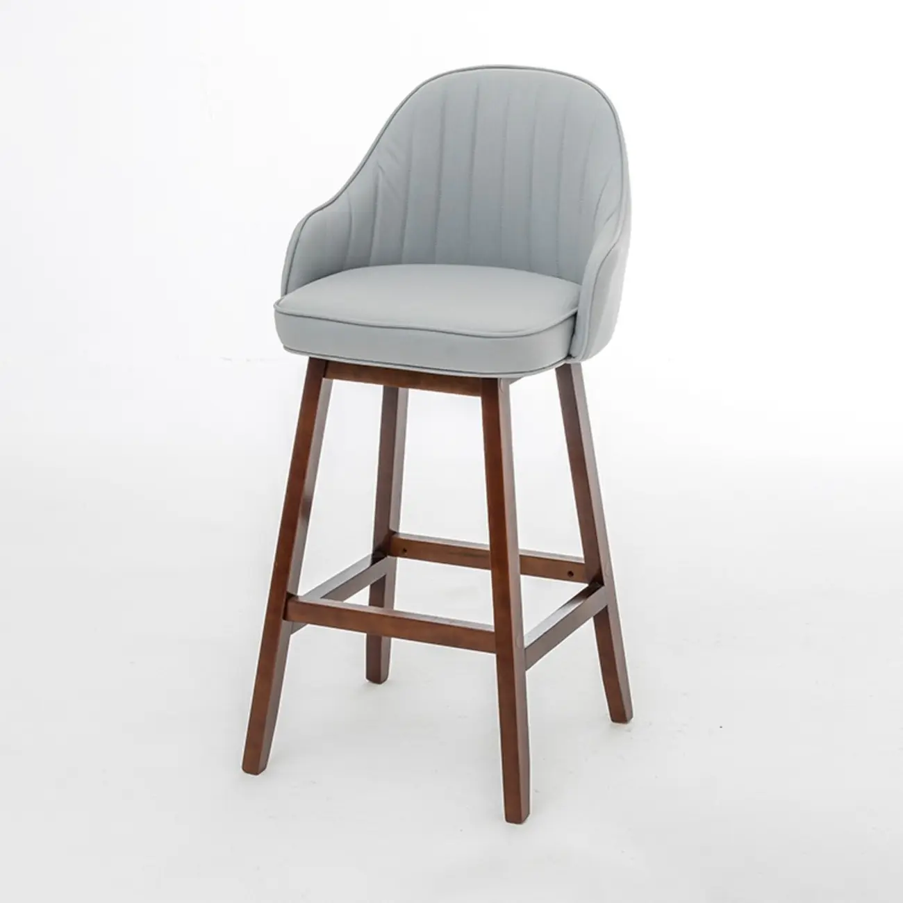 Scandi-Modern Upholstered Tufted Back Bar Stools Wood Legs Image - 16 | homeyfad