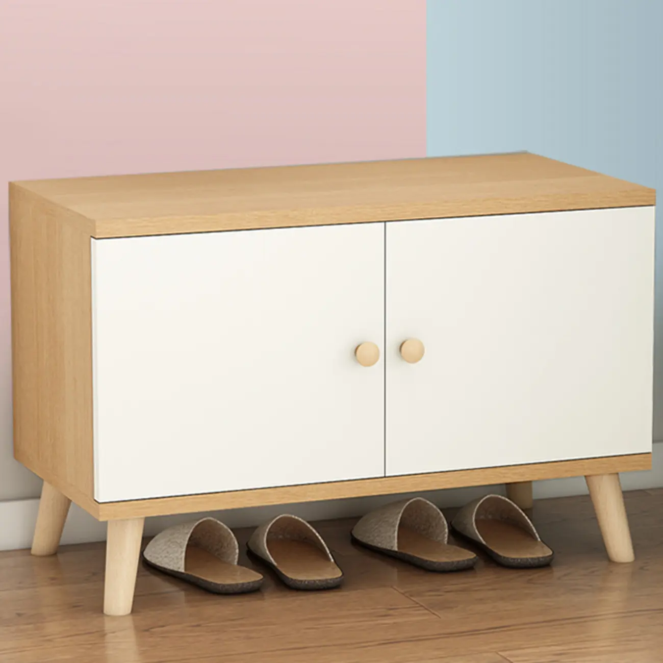 Modern White Wood Shoe Storage Bench with Cushion Image - 5 | homeyfad