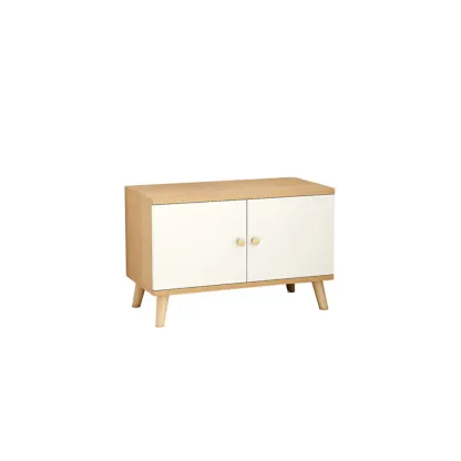 Modern White Wood Shoe Storage Bench with Cushion Image - 10