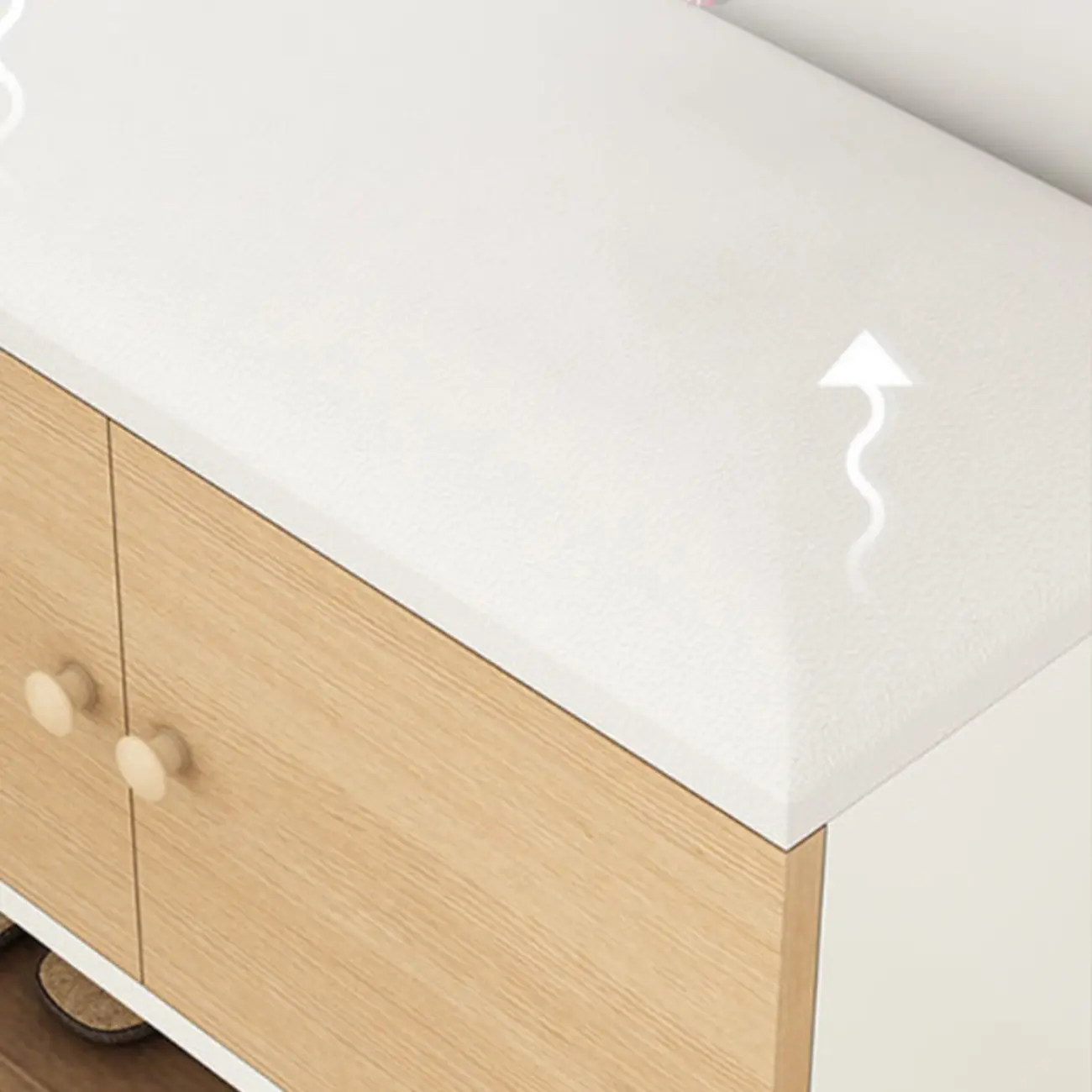 Modern White Wood Shoe Storage Bench with Cushion Image - 12 | homeyfad