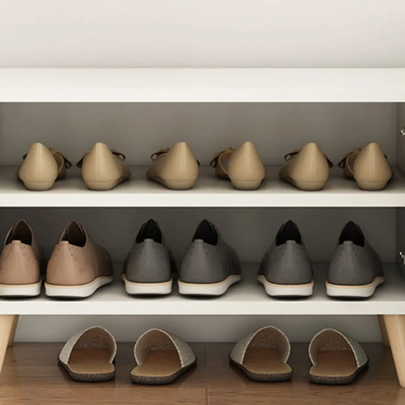 Modern White Wood Shoe Storage Bench with Cushion Image - 14 | homeyfad