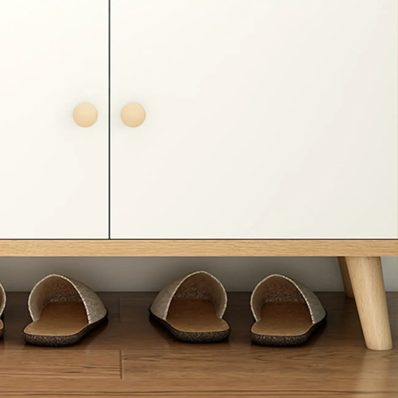 Modern White Wood Shoe Storage Bench with Cushion Image - 17