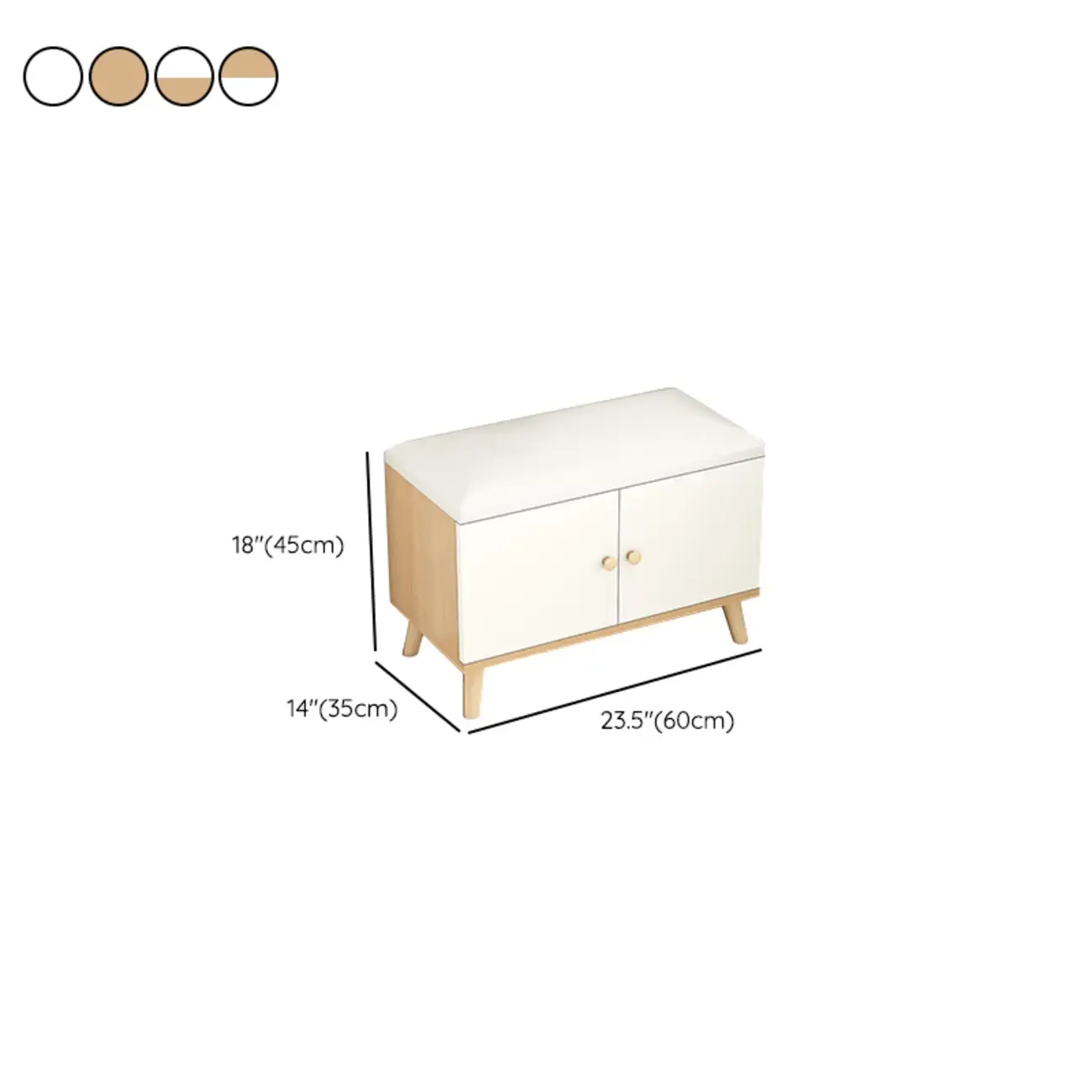 Modern White Wood Shoe Storage Bench with Cushion Image - 21