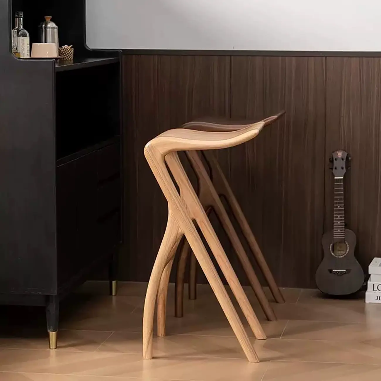 Counter Height Backless Wood Minimalist Bar Stools Image - 7 | homeyfad