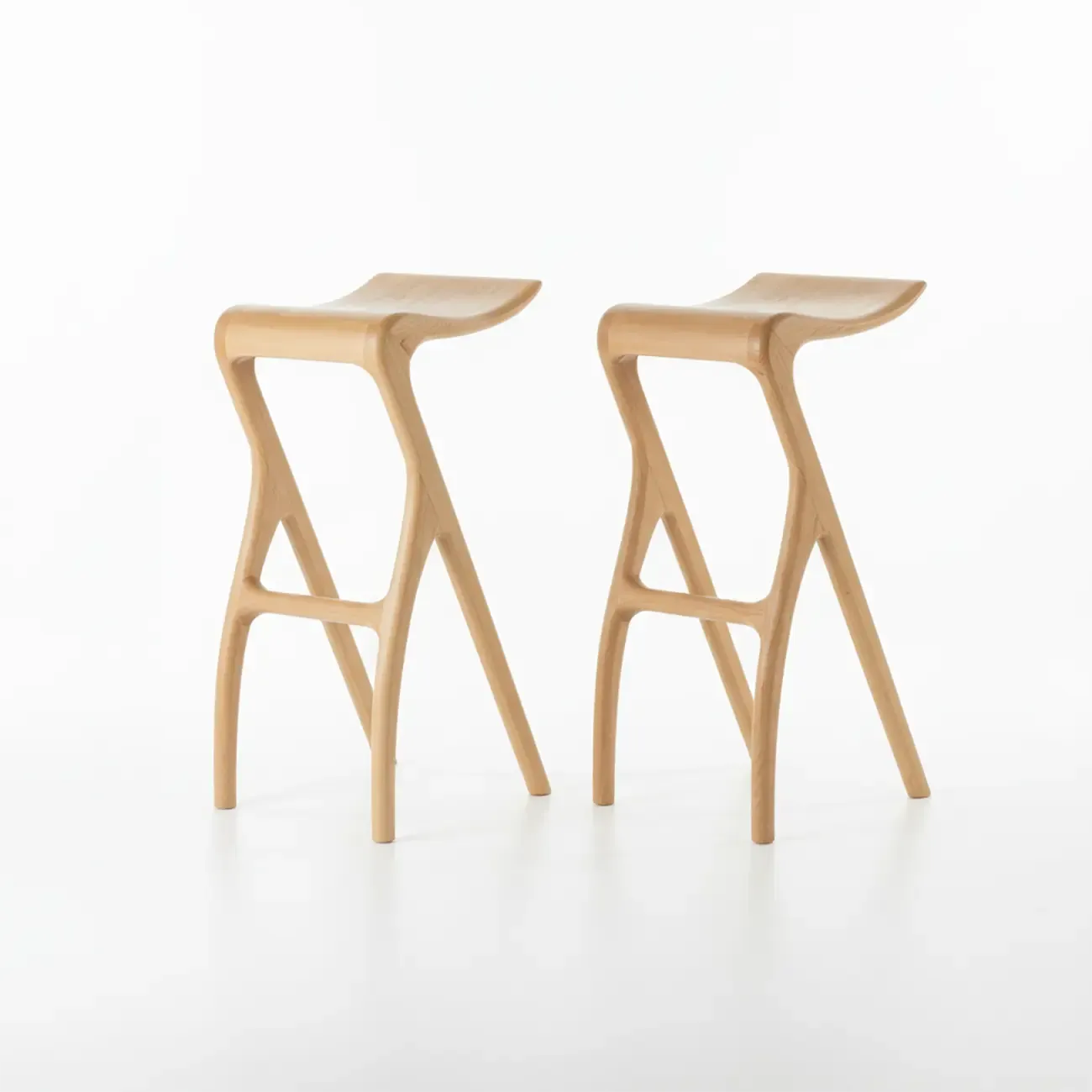 Counter Height Backless Wood Minimalist Bar Stools Image - 17