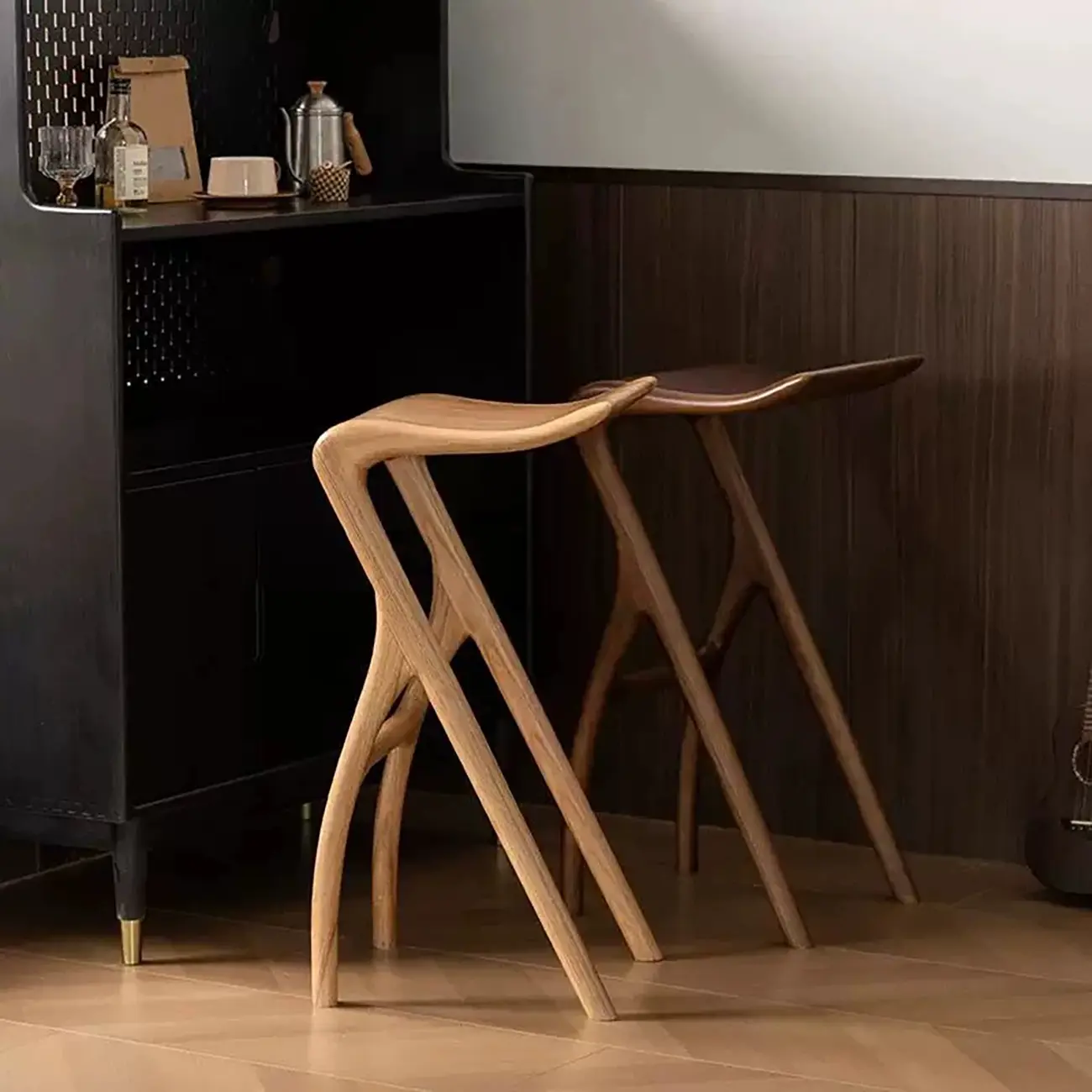Counter Height Backless Wood Minimalist Bar Stools Image - 6 | homeyfad