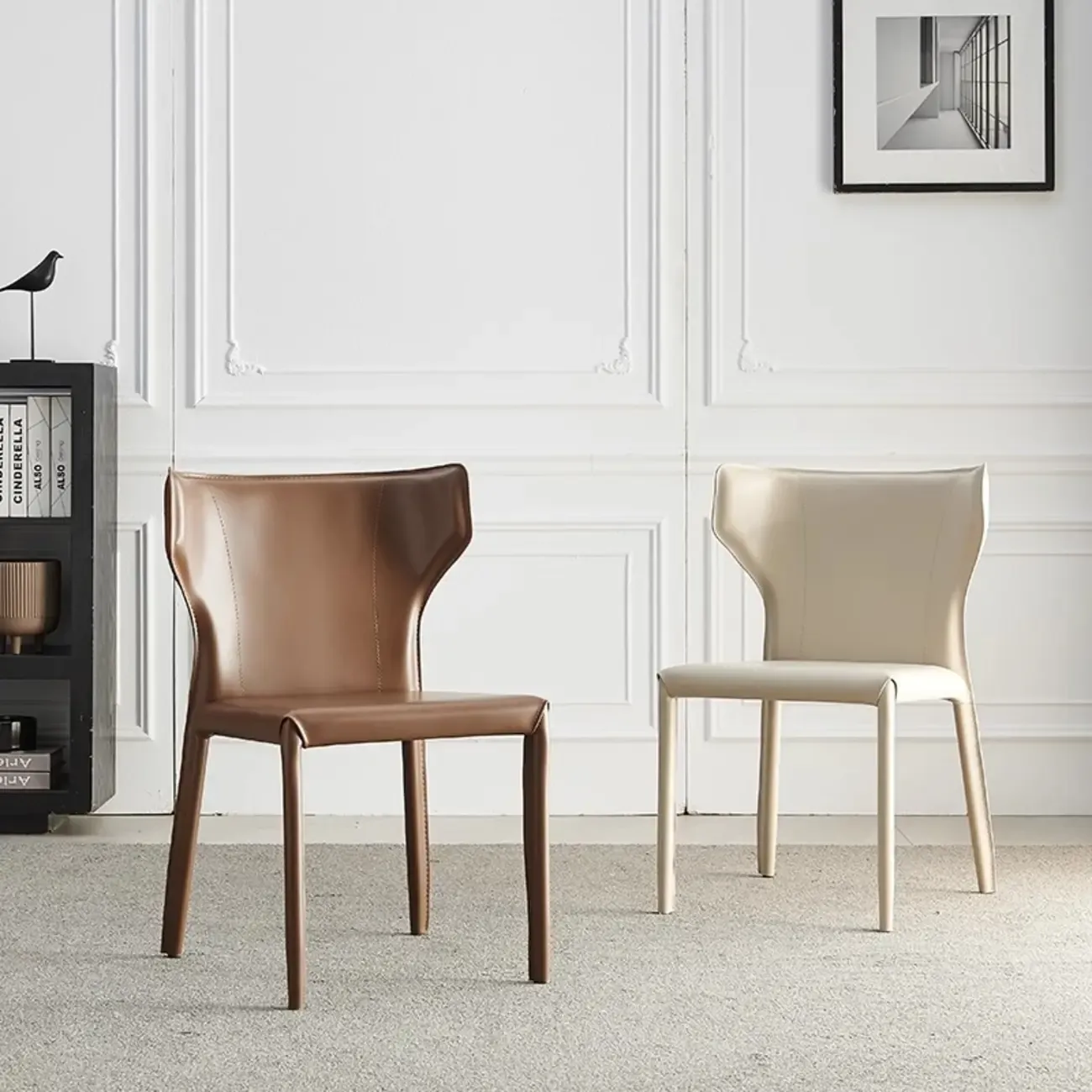 Mid Century Modern Modern Saddle Leather Dining Chairs Image - 1