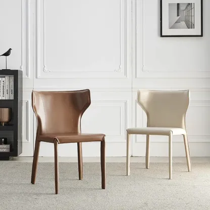 Mid Century Modern Modern Saddle Leather Dining Chairs Image - 1