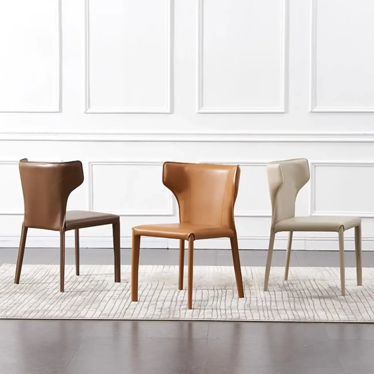 Mid Century Modern Modern Saddle Leather Dining Chairs Image - 2