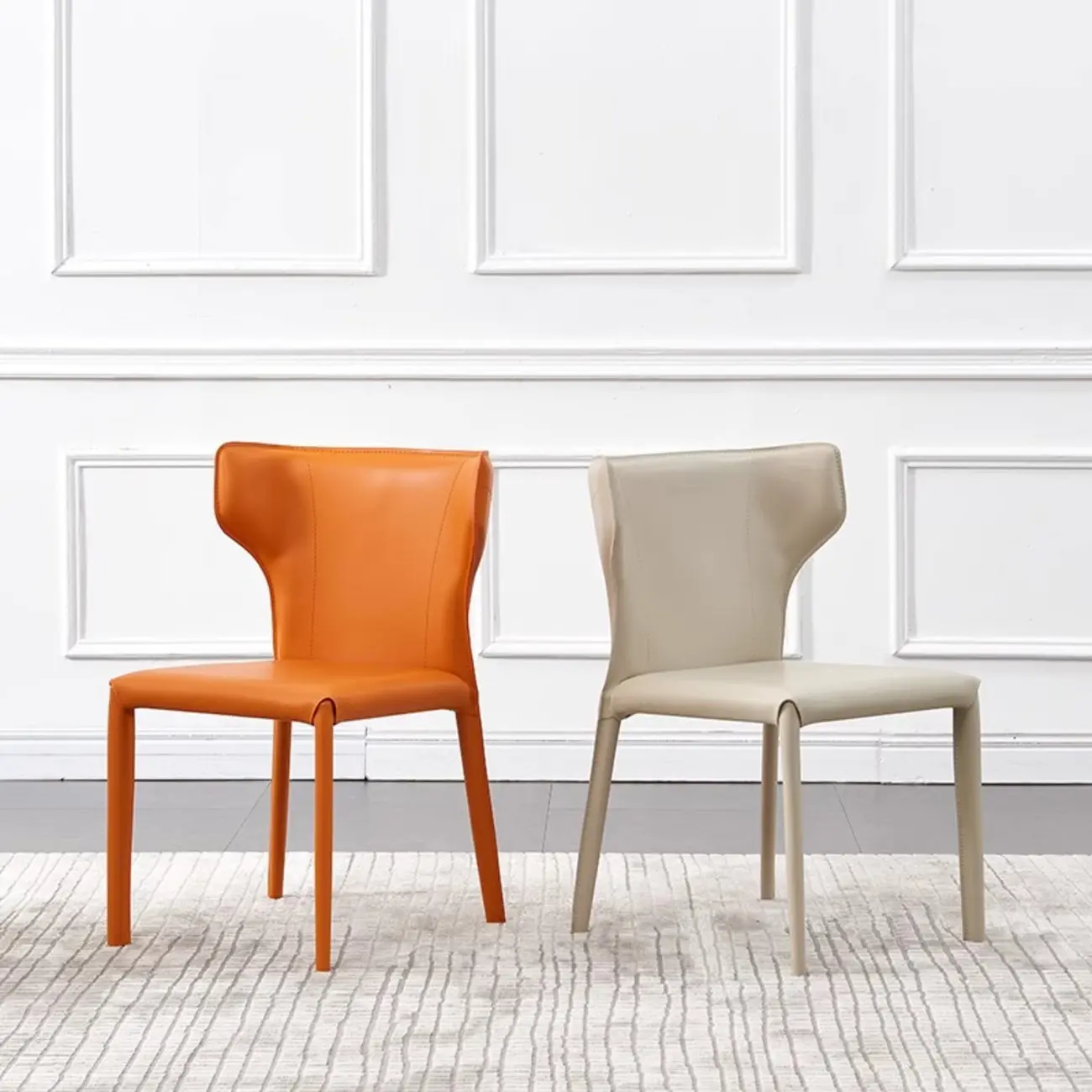 Mid Century Modern Modern Saddle Leather Dining Chairs Image - 3 | homeyfad