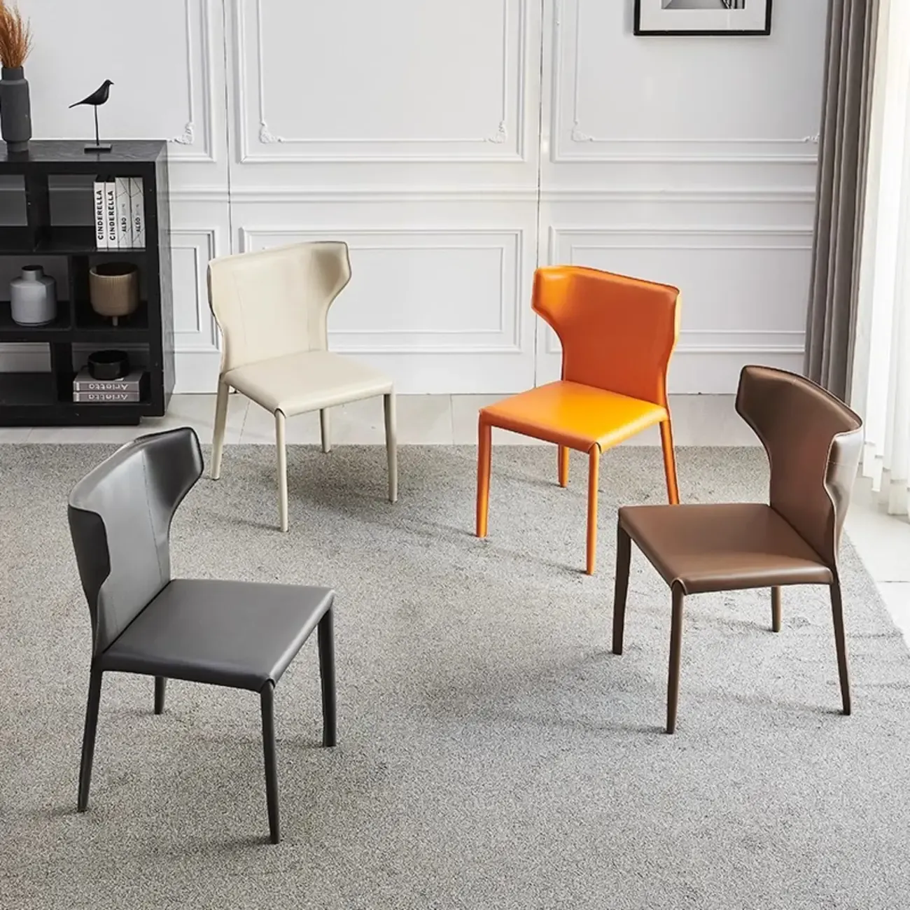 Mid Century Modern Modern Saddle Leather Dining Chairs Image - 4