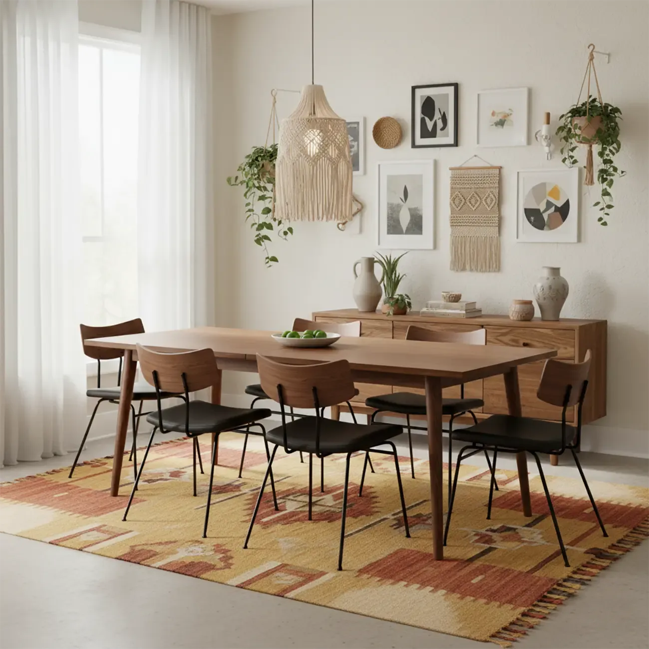 Industrial Wood Open Back Faux Leather Dining Chair Image - 2