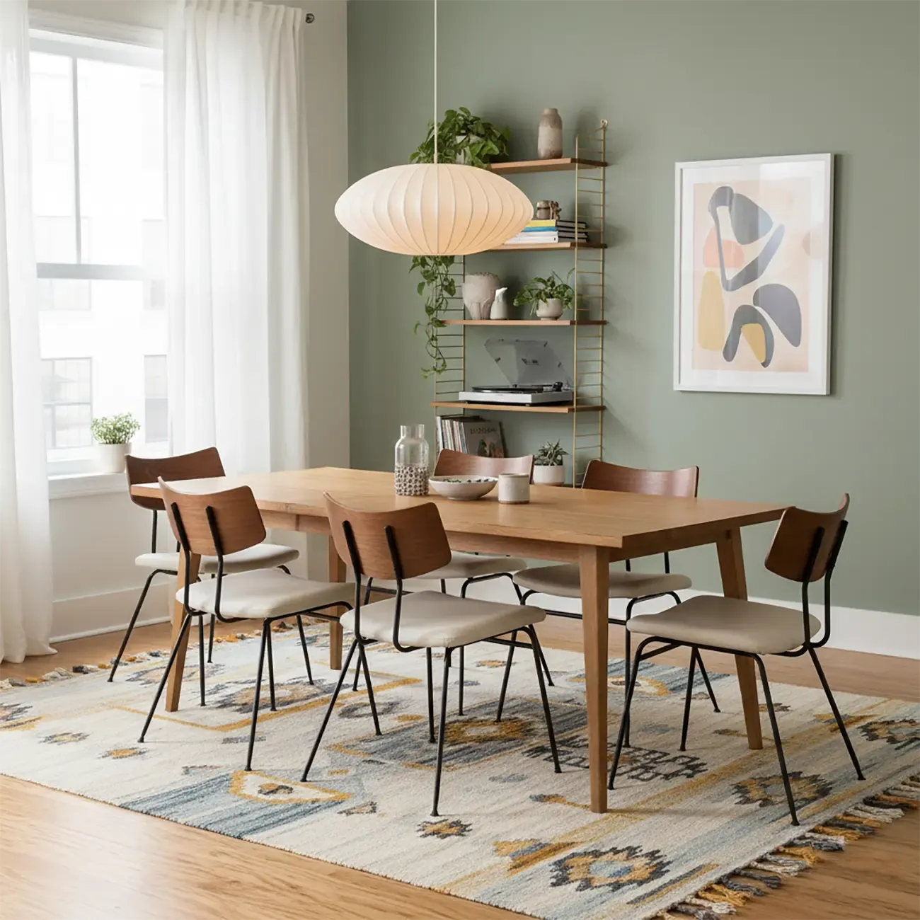 Industrial Wood Open Back Faux Leather Dining Chair Image - 3