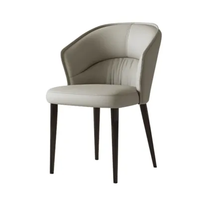 Mid Back Upholstered Arm Dining Chairs Carbon Steel Frame Image - 5