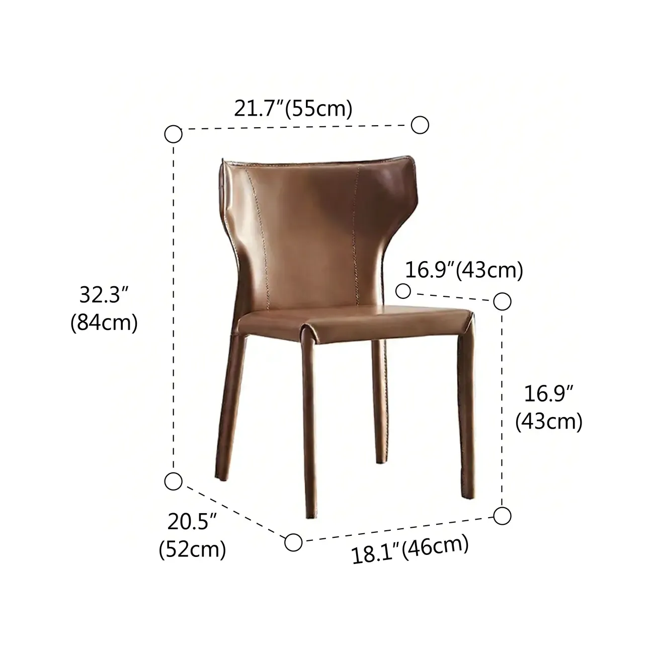Mid Century Modern Modern Saddle Leather Dining Chairs #size