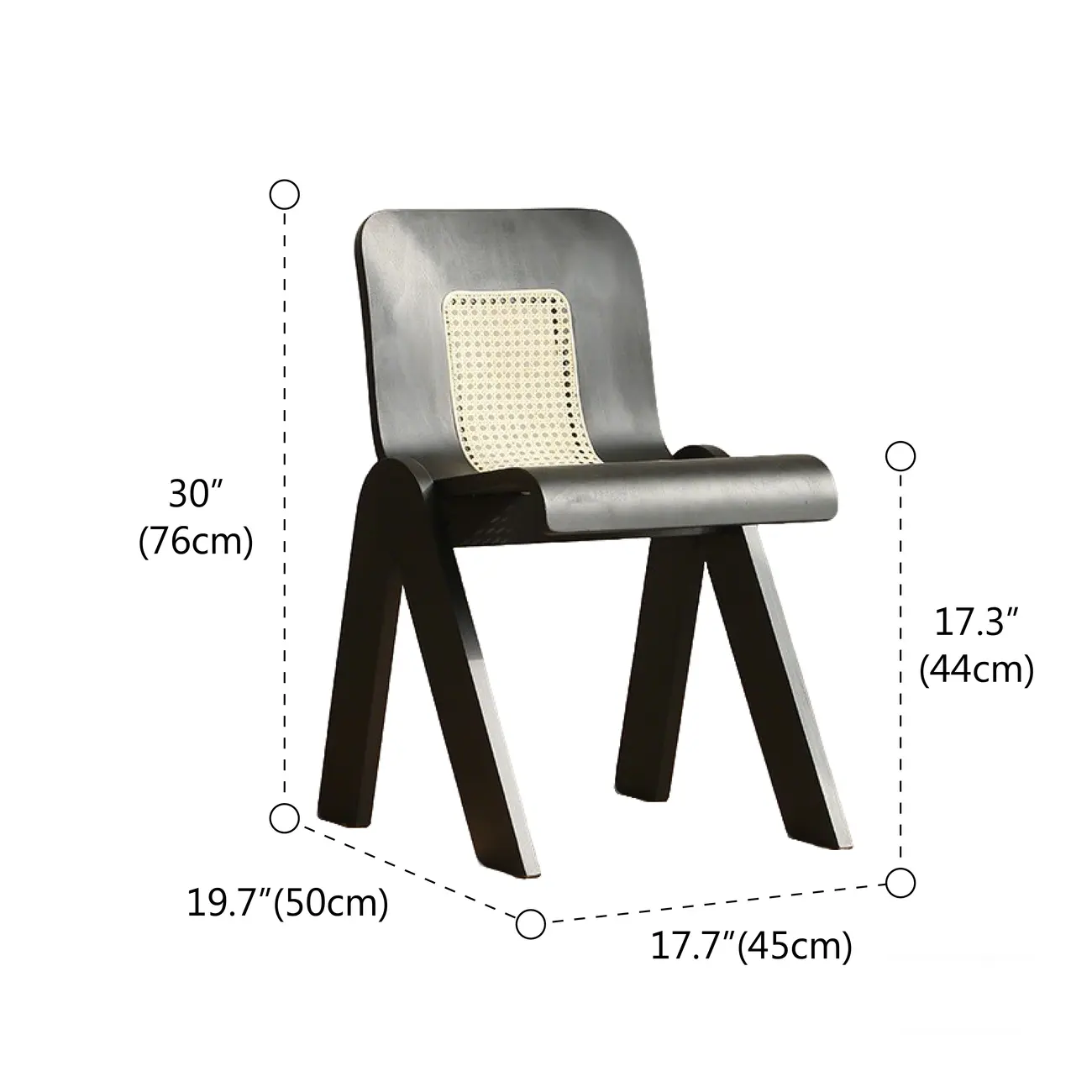 Armless Mid-Century Modern Wood Rattan Dining Chair #size | homeyfad