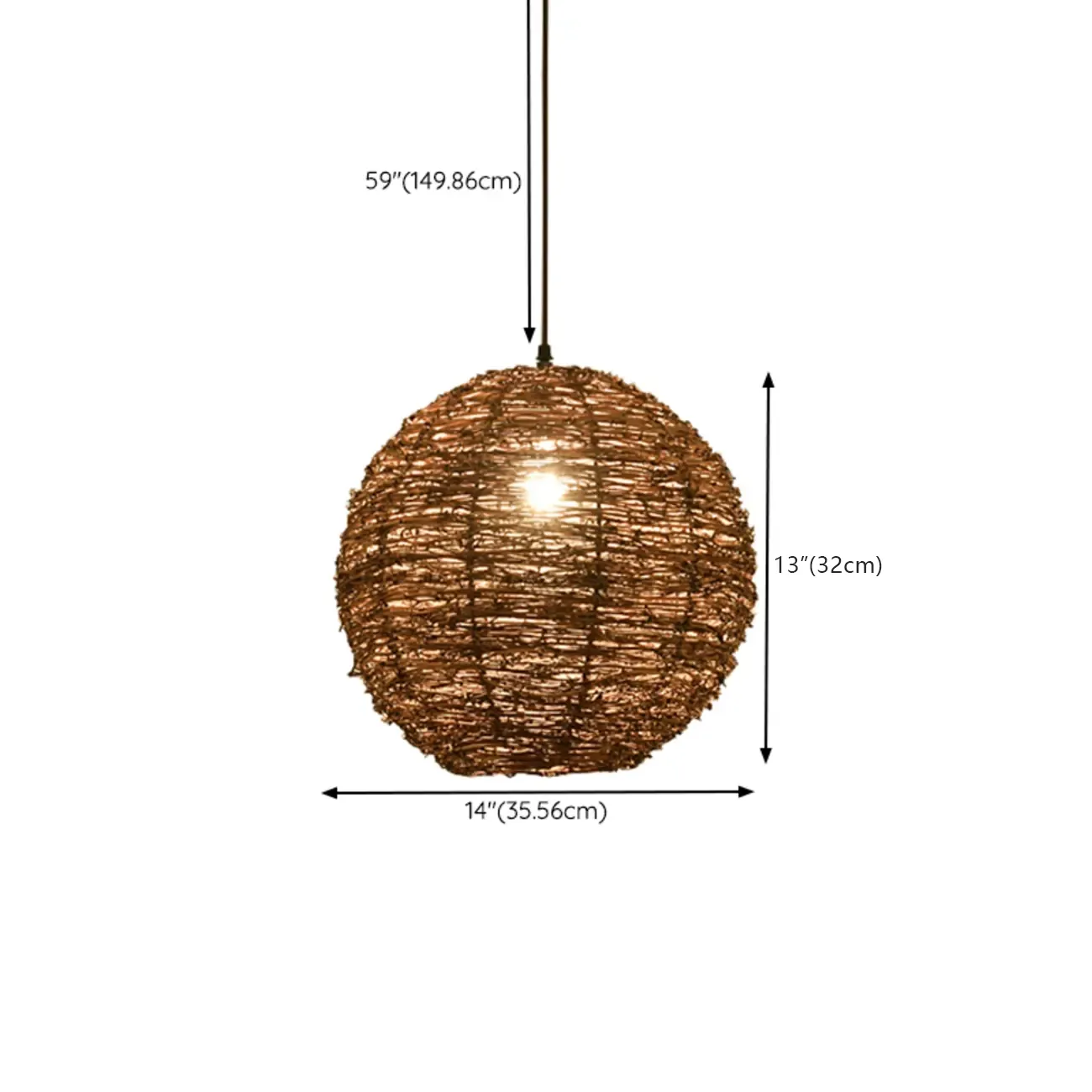 Natural Wood Woven Bowl Pendant Lamp for Indoor Spaces Image - 24