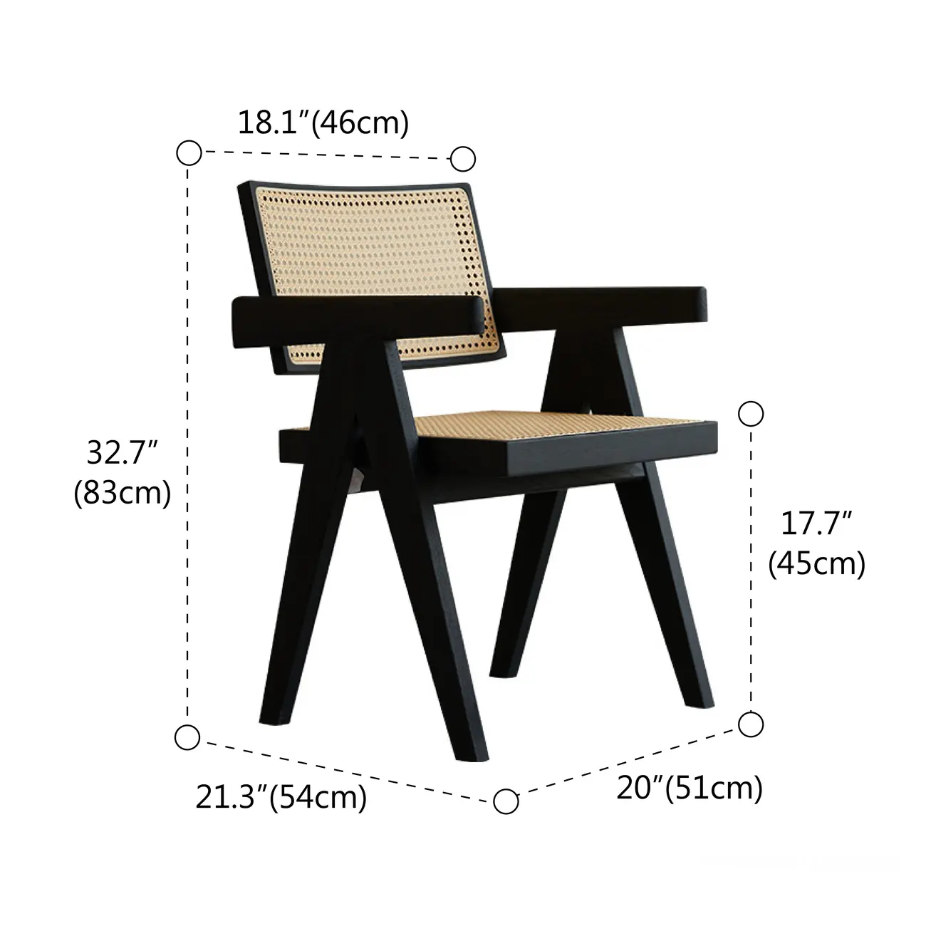 Traditional Modern Square Armless Wood Rattan Dining Chair #size | homeyfad