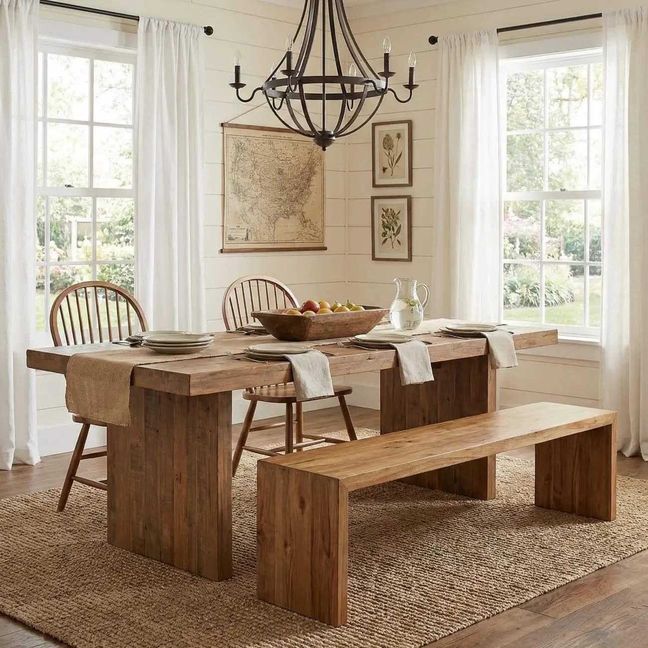 Wooden Entryway Bench Minimalistic Long Natural Finish Image - 7 | homeyfad