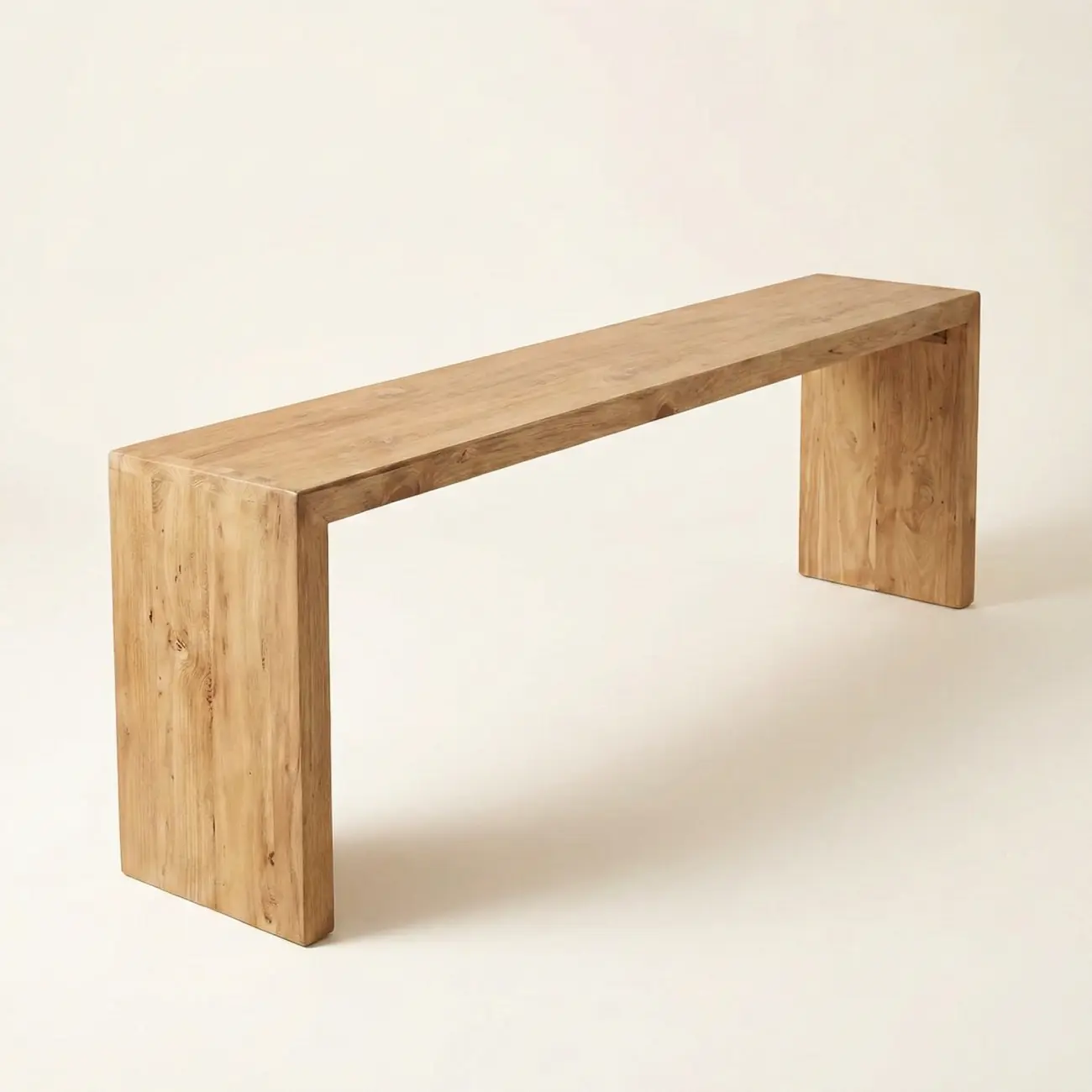 Wooden Entryway Bench Minimalistic Long Natural Finish Image - 4 | homeyfad