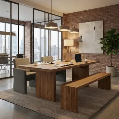 Wooden Entryway Bench Minimalistic Long Natural Finish Image - 10