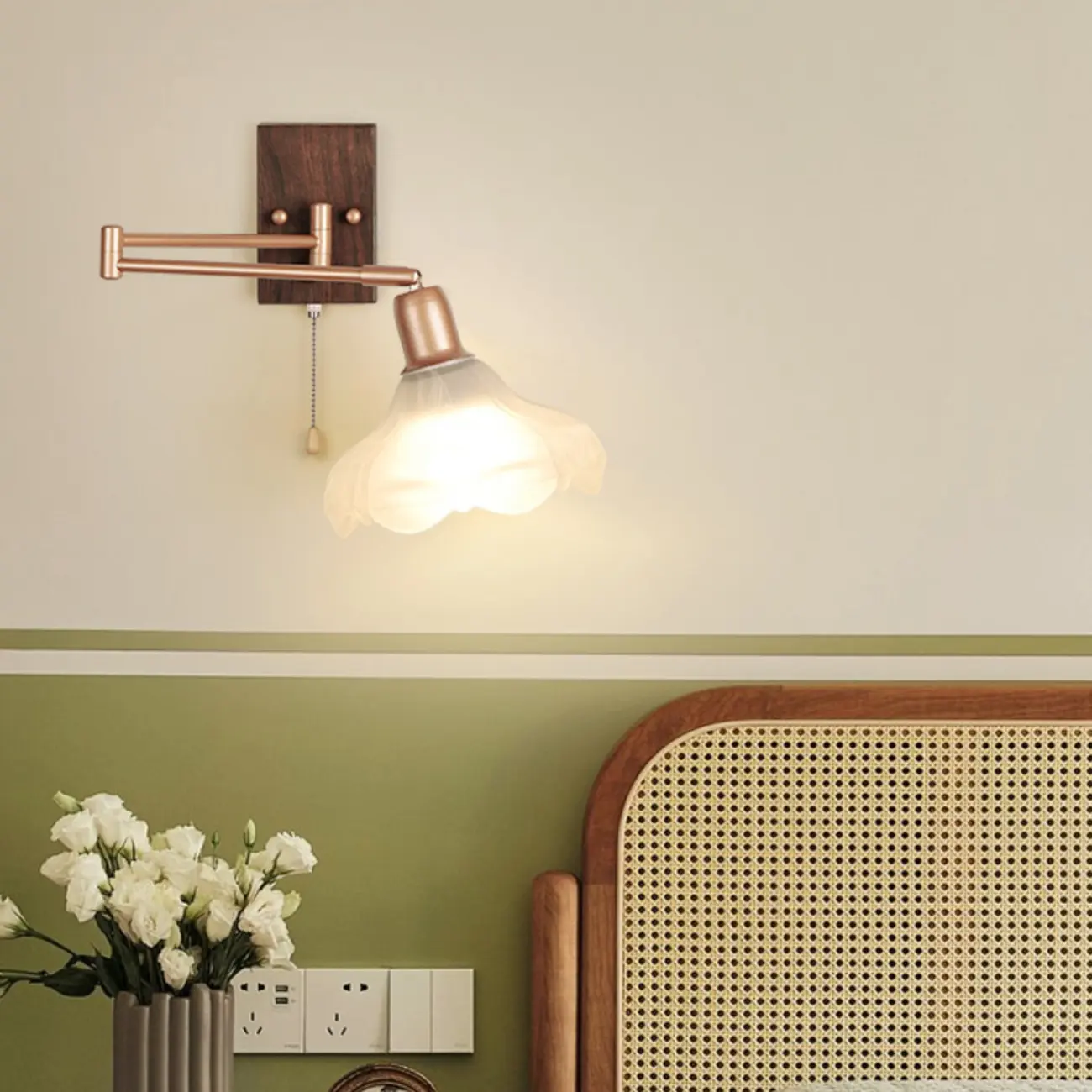 Adjustable Metal Swing Arm Wall Sconce with Pull Chain Image - 1 | homeyfad