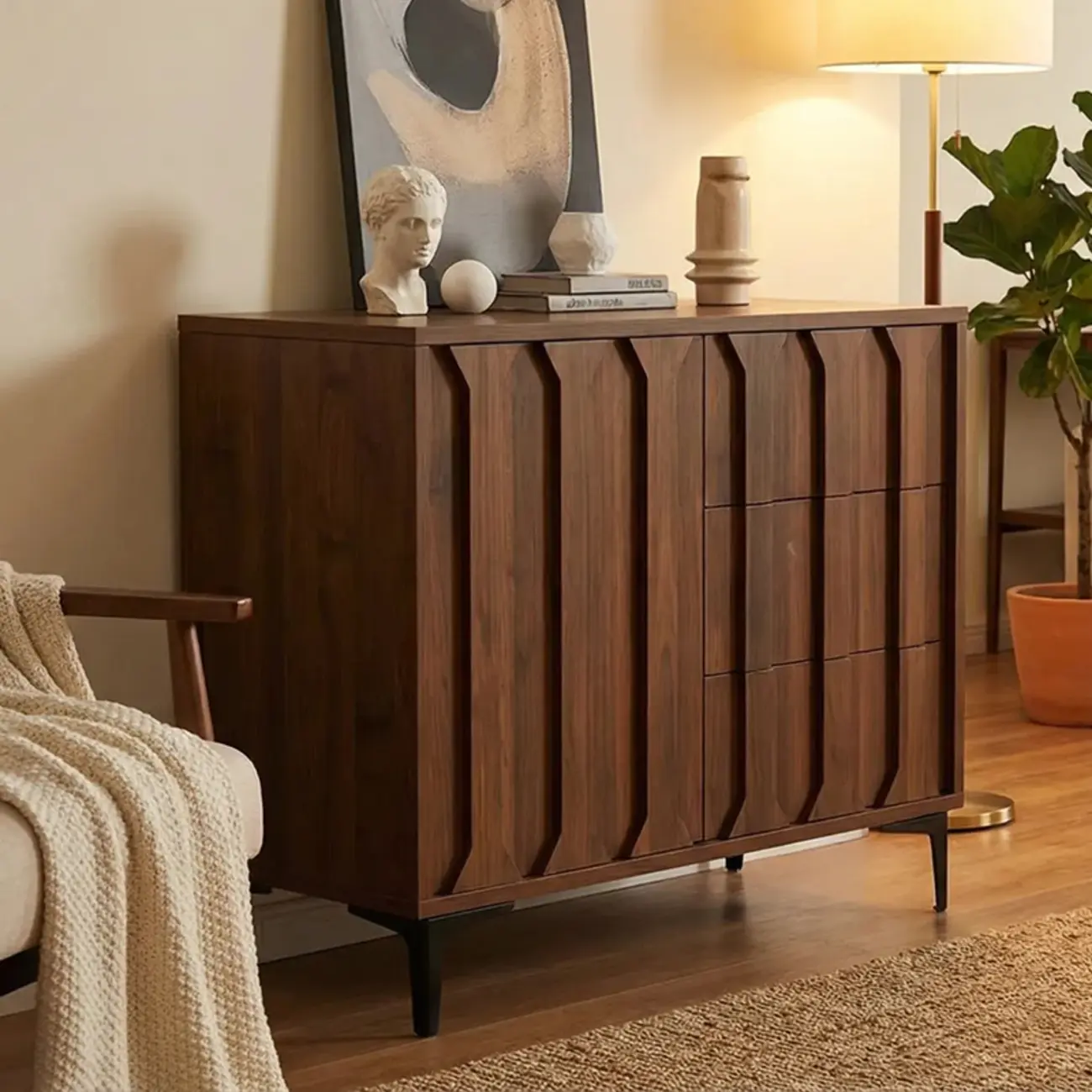 Mid-Century Modern Wood Combo Dresser with Storage Image - 2 | homeyfad
