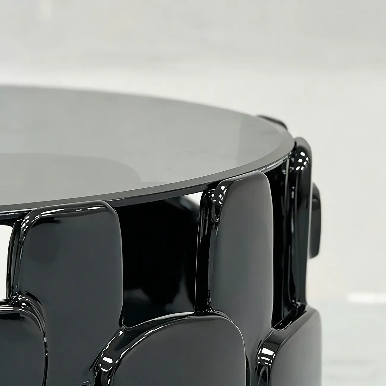 Contemporary Abstract Glass Fiberglass Black Coffee Table Image - 9