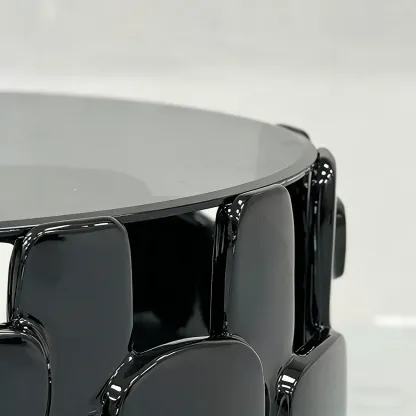 Contemporary Abstract Glass Fiberglass Black Coffee Table Image - 9