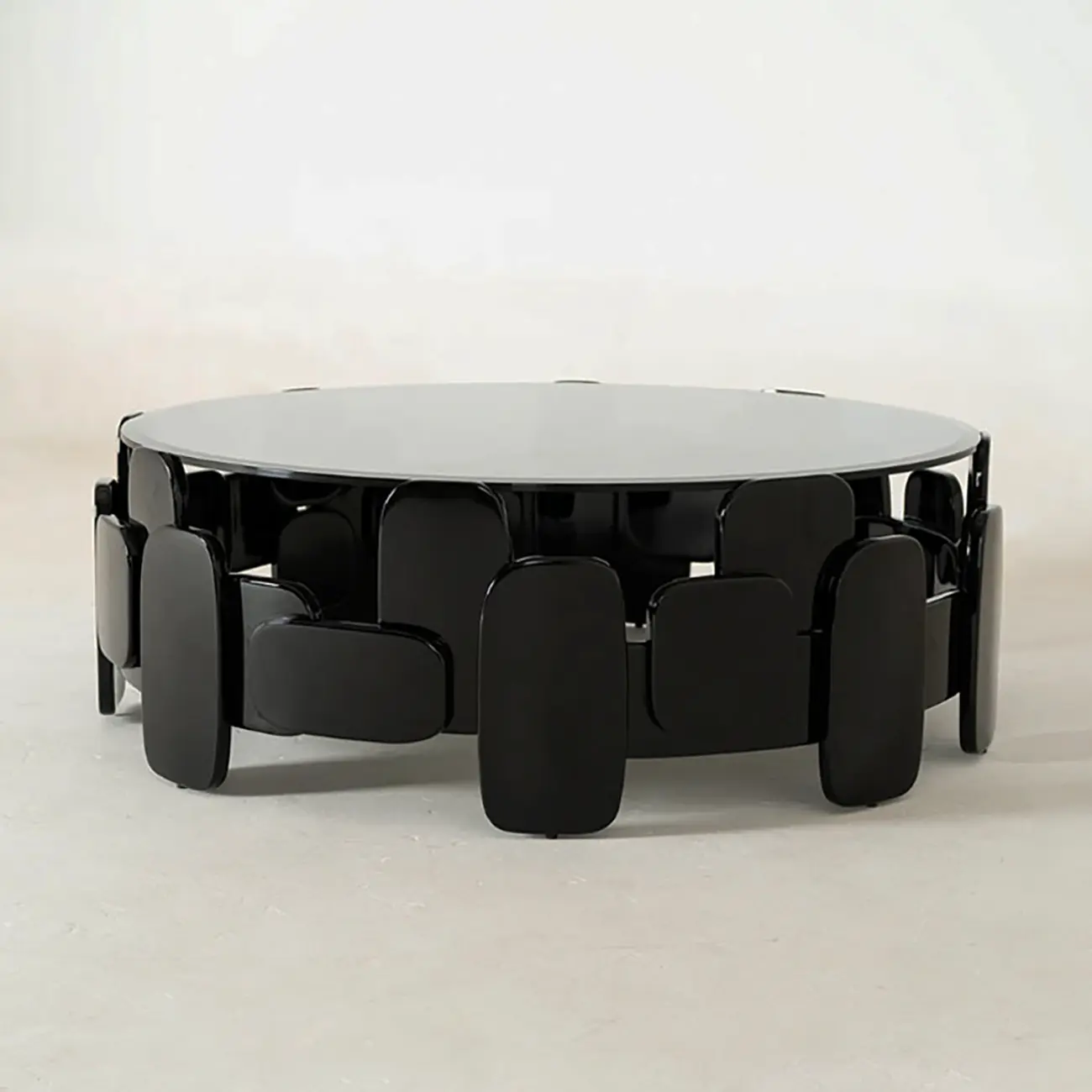 Contemporary Abstract Glass Fiberglass Black Coffee Table Image - 7 | homeyfad