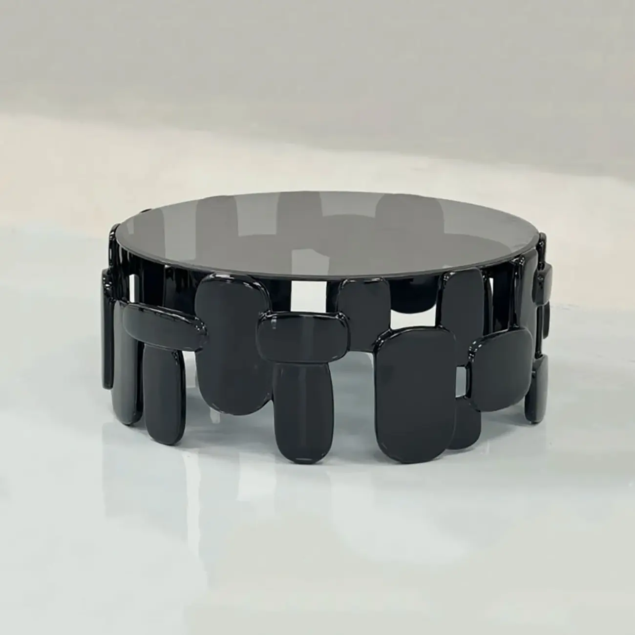 Contemporary Abstract Glass Fiberglass Black Coffee Table Image - 8 | homeyfad