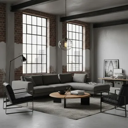 Round Modern Wood Stainless Steel Living Room Coffee Table Image - 4