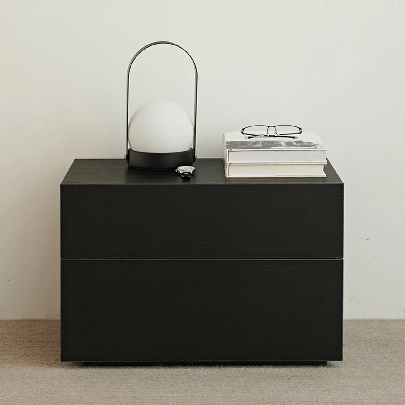 Minimalist  Black Wood 2-Tiers Drawers Nightstand Image - 1 | homeyfad