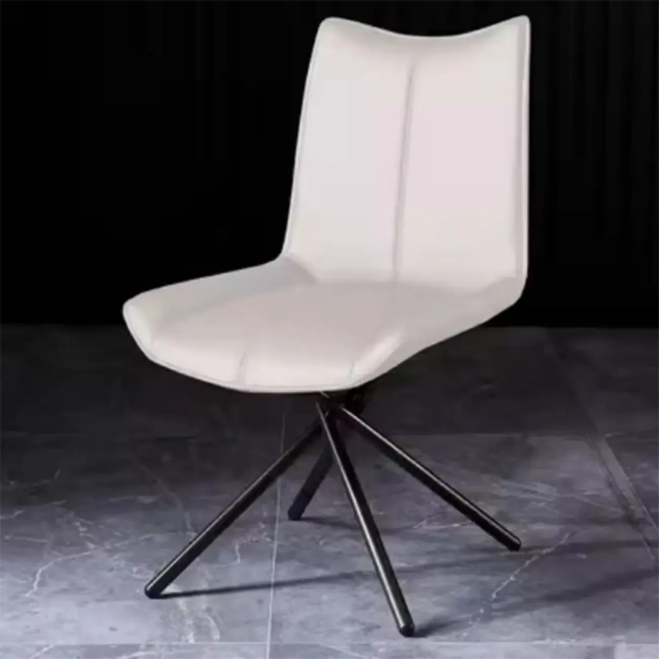 Swivel Industrial Faux Leather Arm Dining Chairs Open Back Image - 7