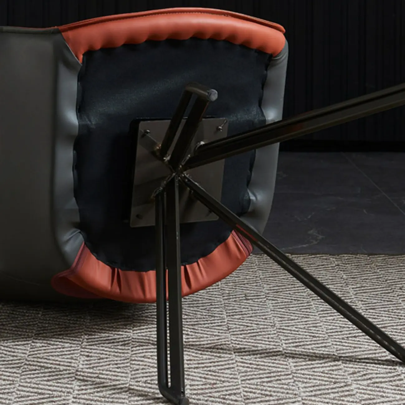 Swivel Industrial Faux Leather Arm Dining Chairs Open Back Image - 12 | homeyfad