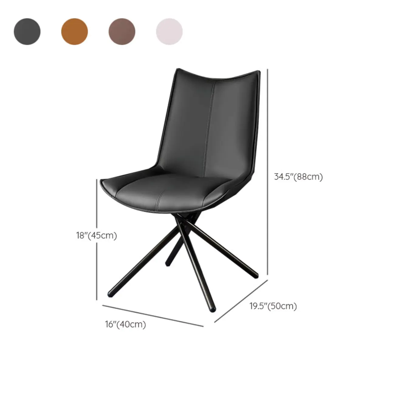 Swivel Industrial Faux Leather Arm Dining Chairs Open Back #size | homeyfad