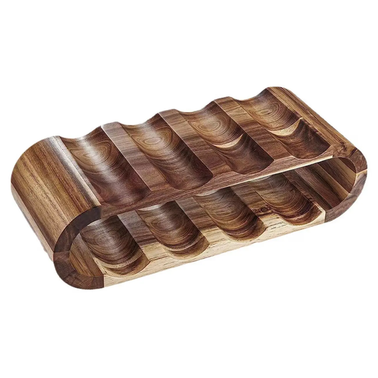 Elliptical Brown Wooden Stackable Wine Rack 8 Bottles Holder  | homeyfad