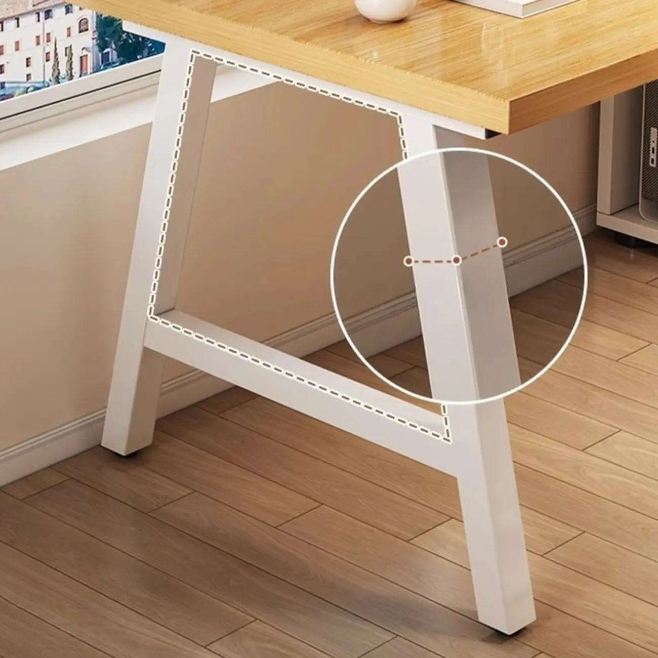 Durable Wooden Rectangle Pedestal Office Desk with Cabinets Image - 13 | homeyfad