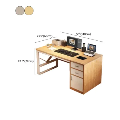 Durable Wooden Rectangle Pedestal Office Desk with Cabinets Image - 18