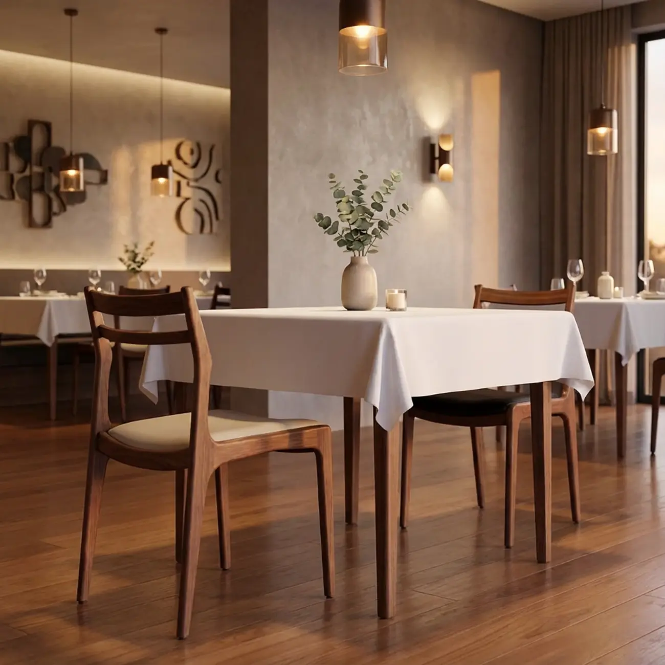 Modern Upholstered Ladder Back Wooden Dining Chair  Image - 2 | homeyfad