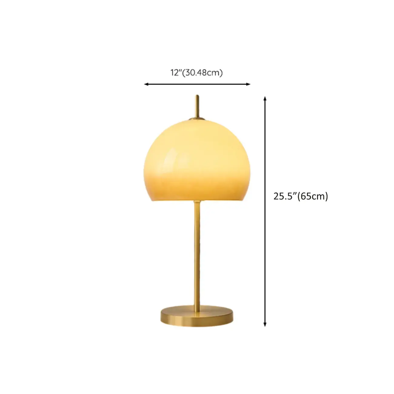 Nordic Orange Glass Dome Gold Bedside Lamp #size | homeyfad